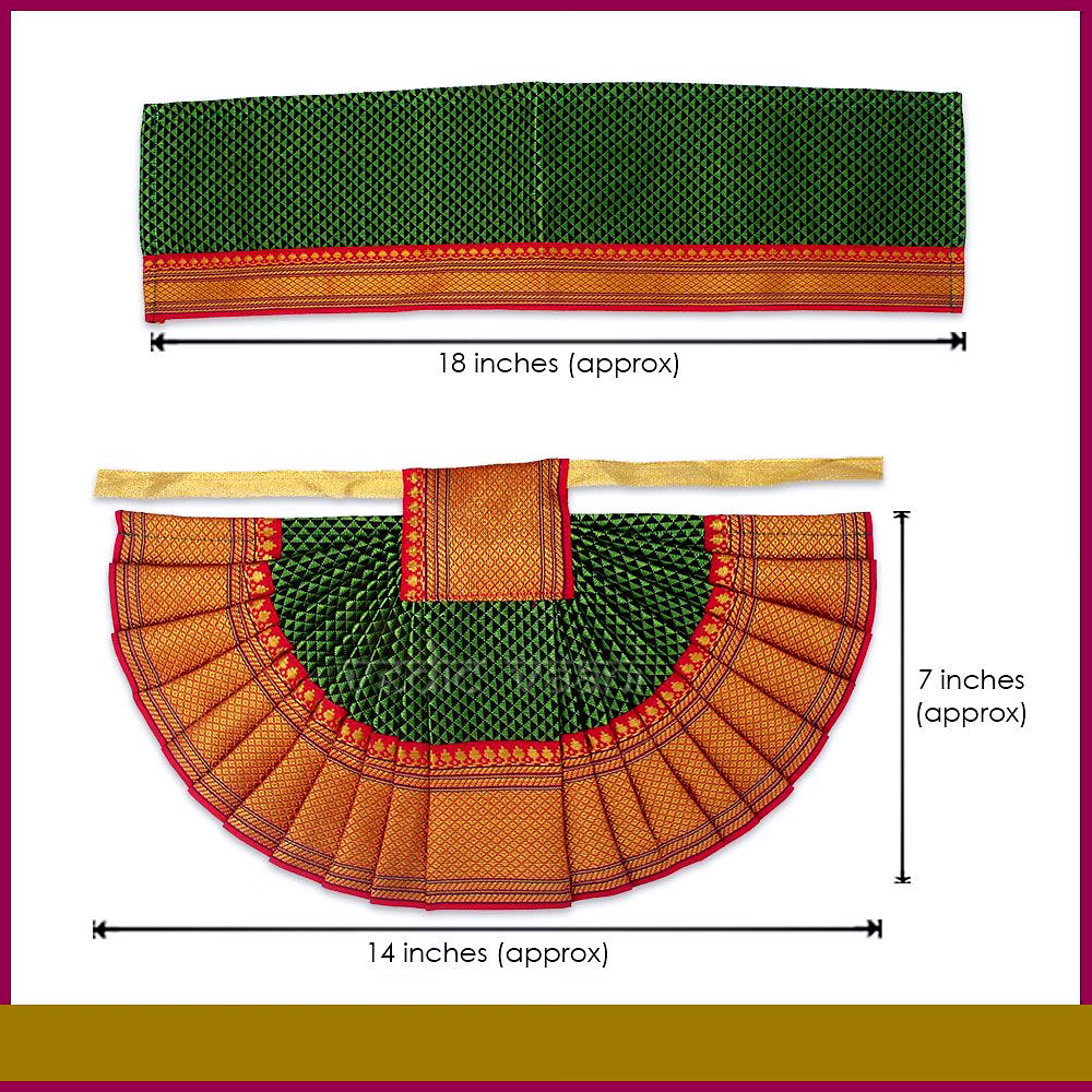 Vedic Vaani Green Maroon Lehanga Patka Vastra for Devi Maa Decoration- Set of 2 image 4