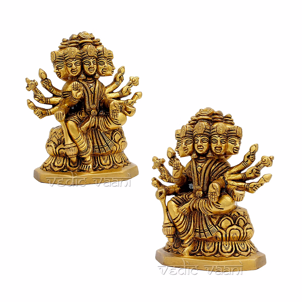 Vedic Vaani Pure Brass Gayatri Devi Murti – Handcrafted Hindu Goddess Idol for Pooja image 2
