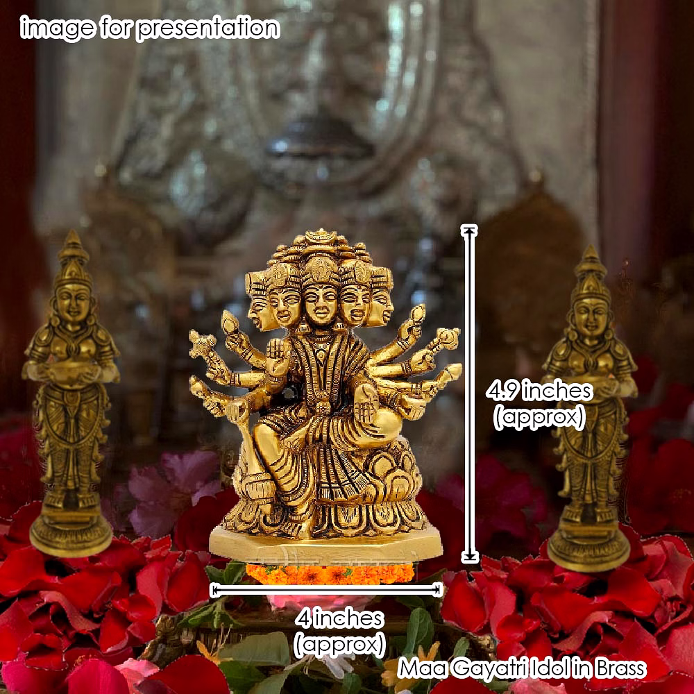 Vedic Vaani Pure Brass Gayatri Devi Murti – Handcrafted Hindu Goddess Idol for Pooja image 4