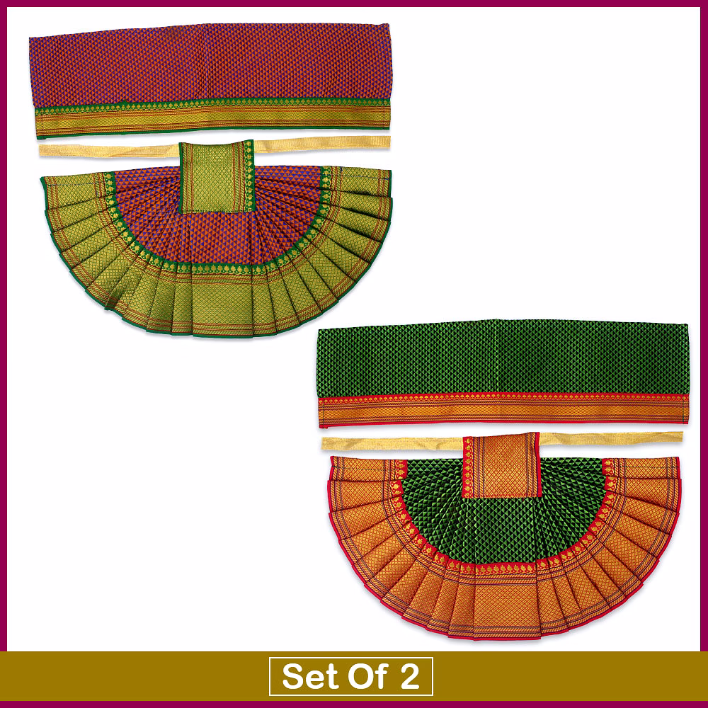 Vedic Vaani Green Maroon Lehanga Patka Vastra for Devi Maa Decoration- Set of 2 image 5