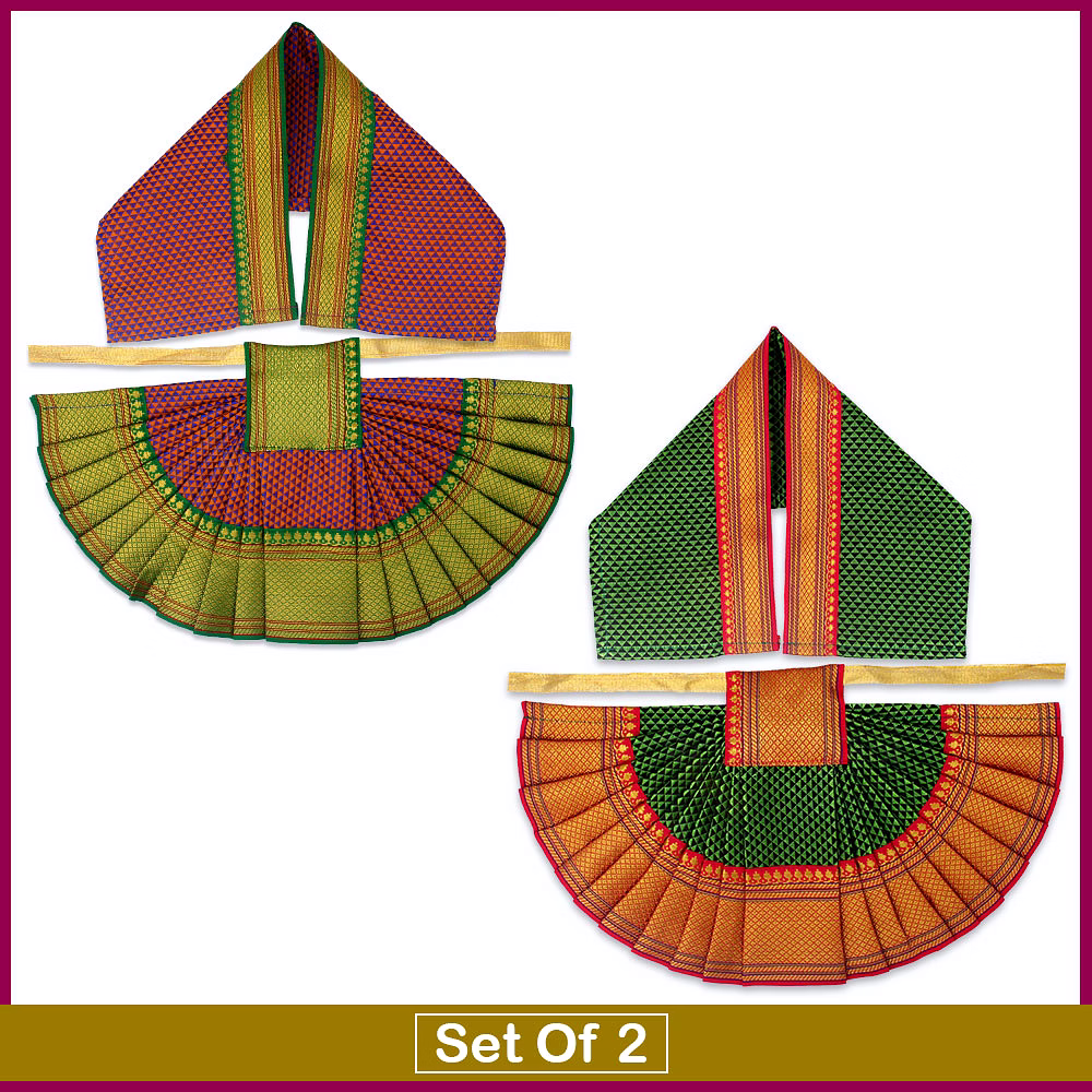 Vedic Vaani Green Maroon Lehanga Patka Vastra for Devi Maa Decoration- Set of 2 image 6