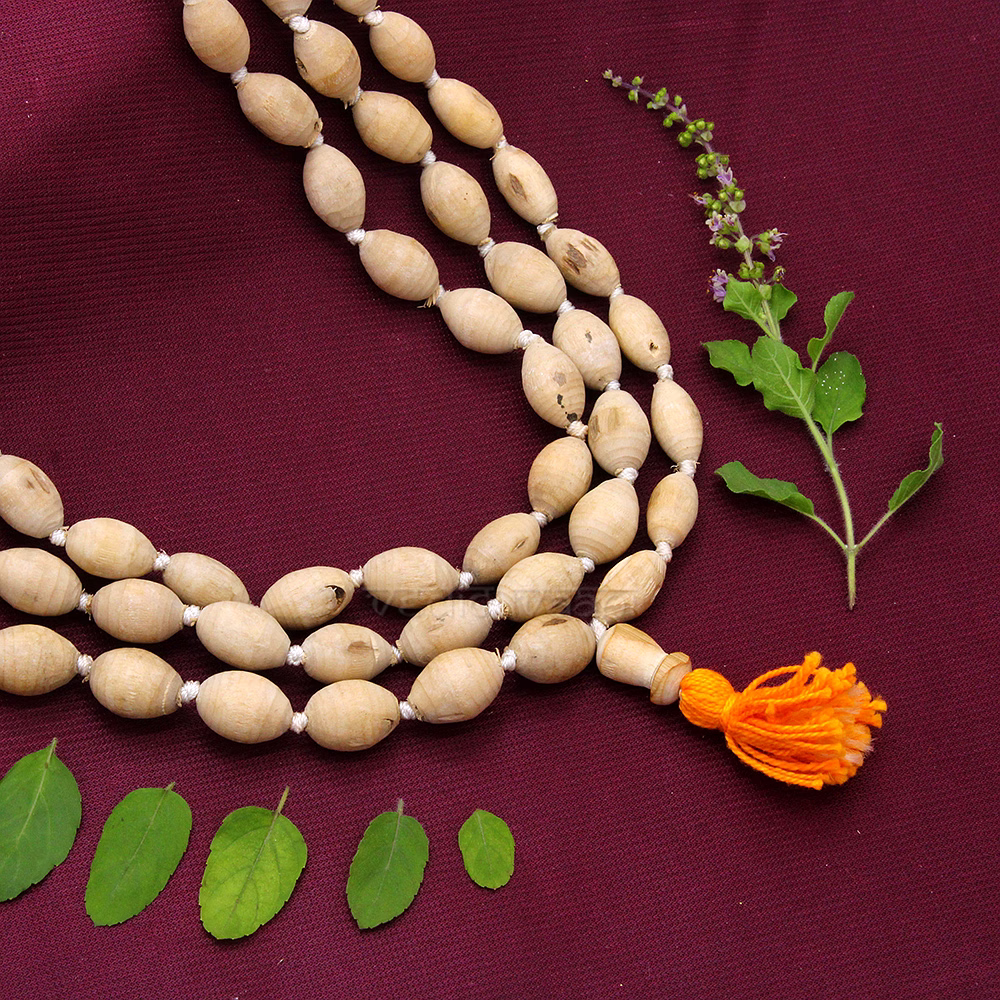 Radhe Prayer Tulsi Mala - Sacred Tulsi Wood Prayer Beads image 2