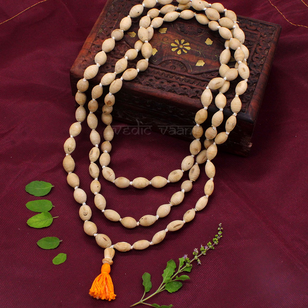 Radhe Prayer Tulsi Mala - Sacred Tulsi Wood Prayer Beads image 3