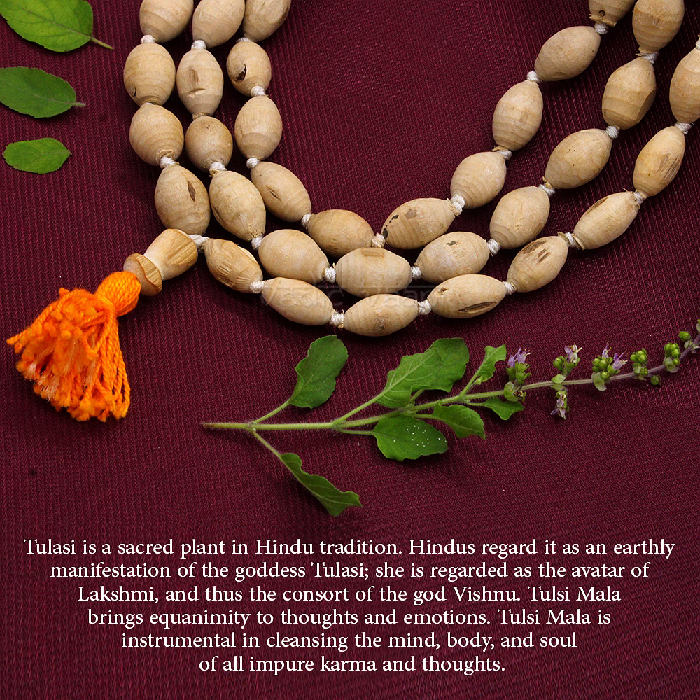 Radhe Prayer Tulsi Mala - Sacred Tulsi Wood Prayer Beads image 4
