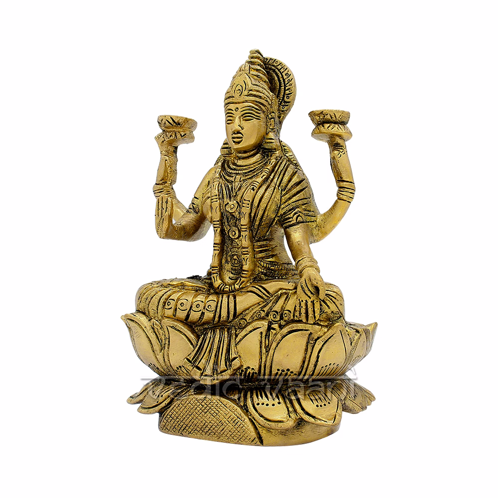 Divine Devi Mahalakshmi Idol in Antic Finish by Vedic Vaani™ image 2
