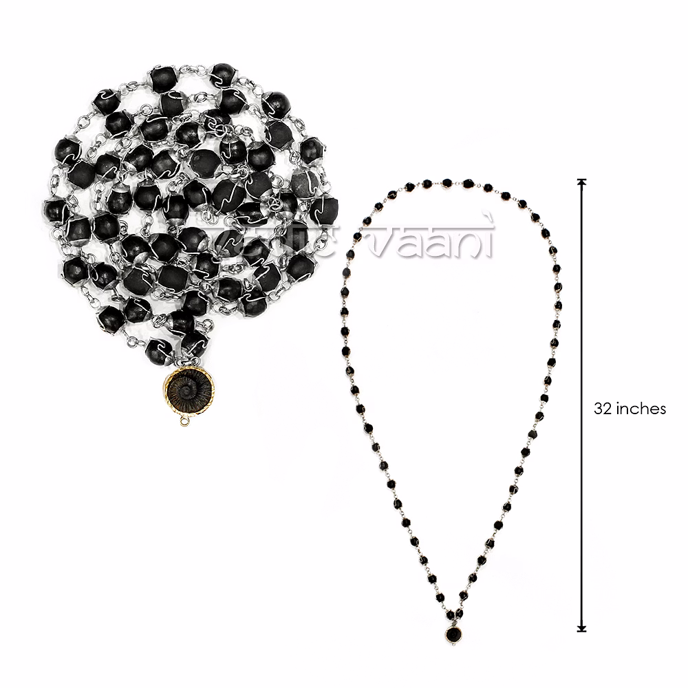 Shaligram Mala In Pure Silver - Oval Beads image 4