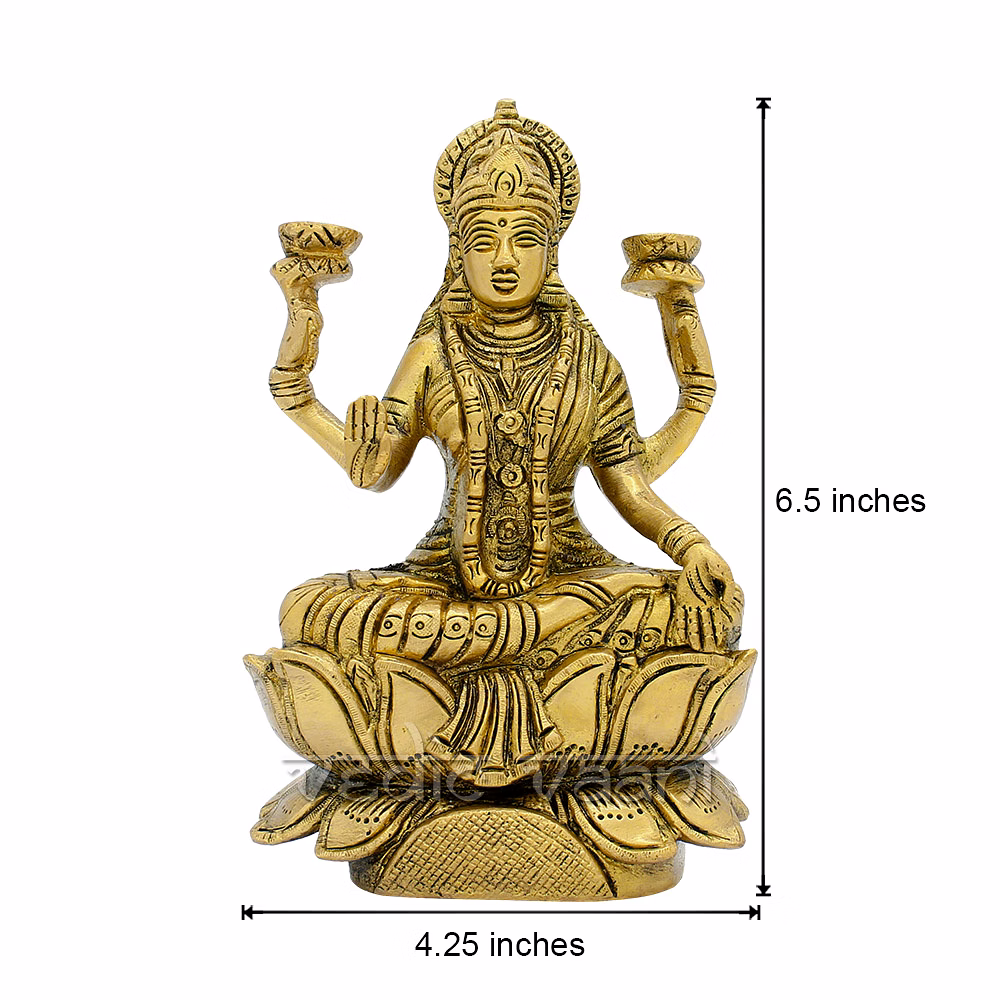 Devi Mahalakshmi Idol in Antic Finish image 4
