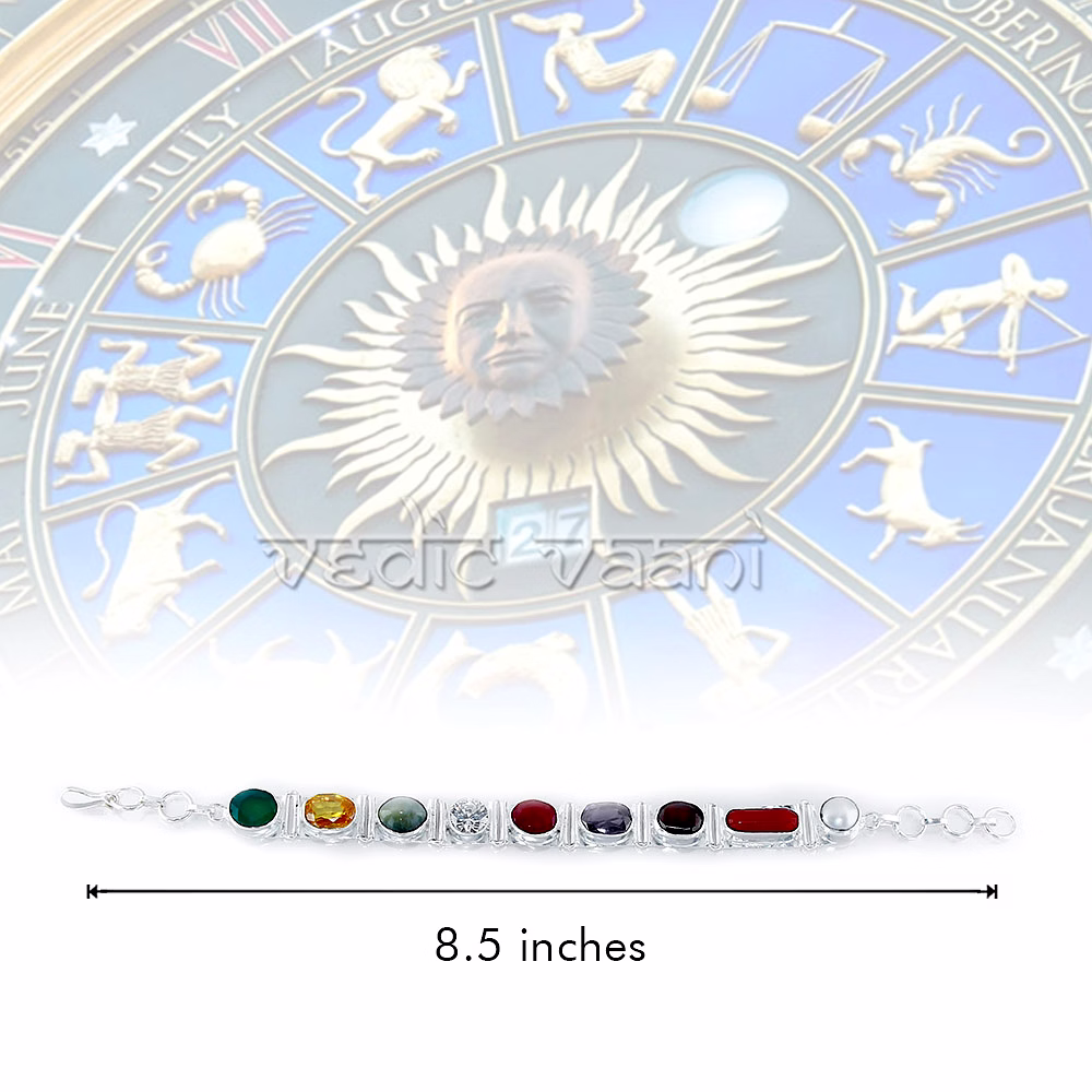 Navratna Bracelet in Pure Silver image 3