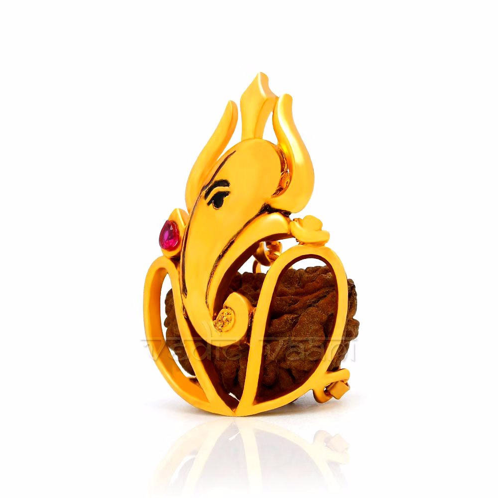 One (1) Mukhi Rudraksha with Lord Ganesh Locket image 3