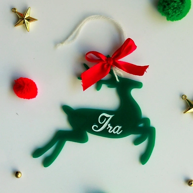 Reindeer Ornament-Green-cs15