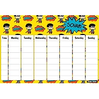 Comic Superhero Theme Re-Writable Weekly Planner