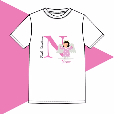 first christmas angel t-shirt-pink