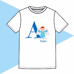 initial angel t shirt-blue