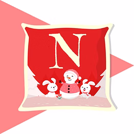 initial snowman cushion-pink