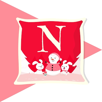 Initial Snowman cushion-Pink-PPCH23-22-A