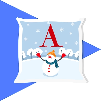 Initial Snowman cushion-Blue-PPCH23-23