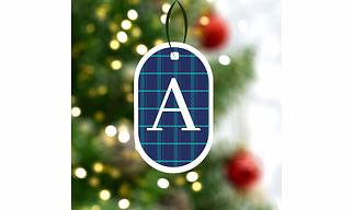 Checkered Print Ornaments-Blue
