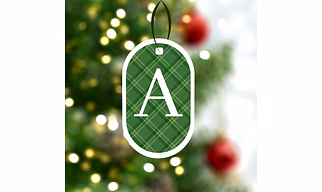 Checkered Print Ornaments-Green