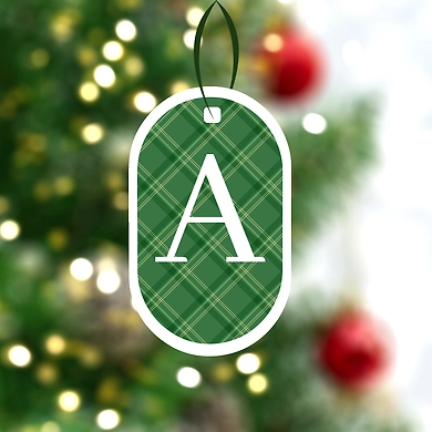 Checkered Print Ornaments-Green-PPCS-2402
