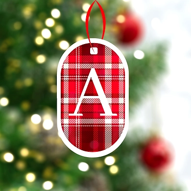 Checkered Print Ornaments-Red-PPCS-2405