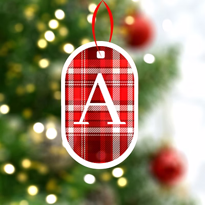 checkered print ornaments-red