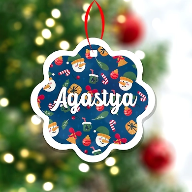 Wave Christmas Print Ornaments-Blue-PPCS-2407