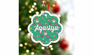 Wave Christmas Print Ornaments-Green