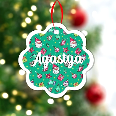 Wave Christmas Print Ornaments-Green-PPCS-2408
