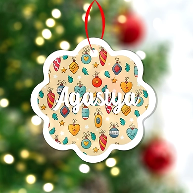 Wave Christmas Print Ornaments-Peach-PPCS-2412