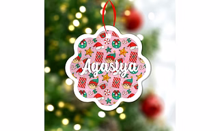 Wave Christmas Print Ornaments-Pink