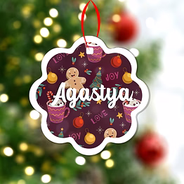 wave christmas print ornaments-purple