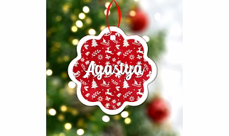 Wave Christmas Print Ornaments-Red