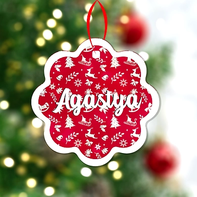 Wave Christmas Print Ornaments-Red-PPCS-2406