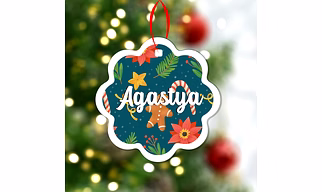 Wave Christmas Print Ornaments-Teal