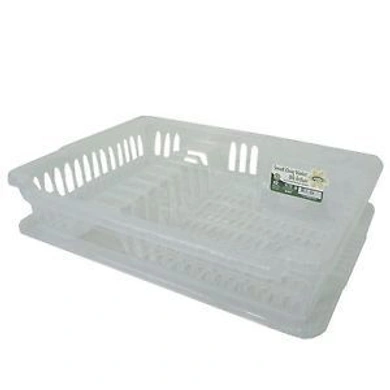 Hobby Life Plastic Clear white Dish Drainer Plate Cutlery Rack with Drip Tray-15843