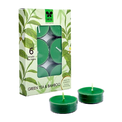 Iris Aroma Wax Candles Green, Set of 6-16567
