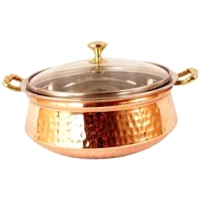 SAGA Serving Pot Handi with Lid and Handle for Serving Dishes (Copper) NO.1 400ml-9437