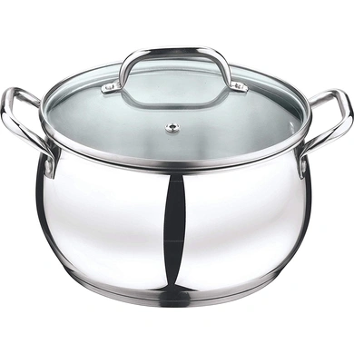 Vinod Stainless Steel Almaty Casserole with Glass lid -18 cm, 2.9 Ltr (Induction Friendly)-49444