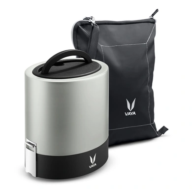 Vaya Tyffyn Copper-Finished Stainless Steel Lunch Box with Bagmat, Silver, 1000ml-35777