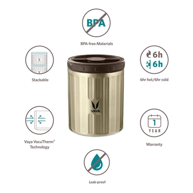 Vaya Preserve Stainless Steel Food Storage Container, Graphite-500ml-1