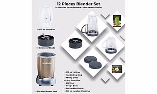 Nutribullet PRO High Speed Blender/Mixer/Smoothie Maker - 900 Watts - 12 Pcs Set