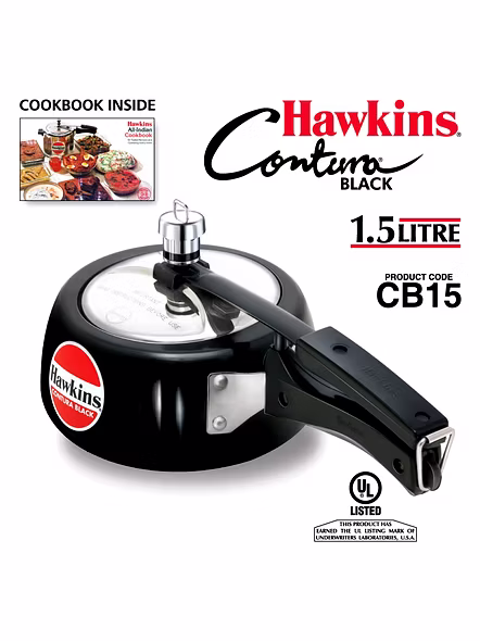 Hawkins Contura Hard Anodised Aluminium Pressure Cooker, 1.5 Liters(CB15)