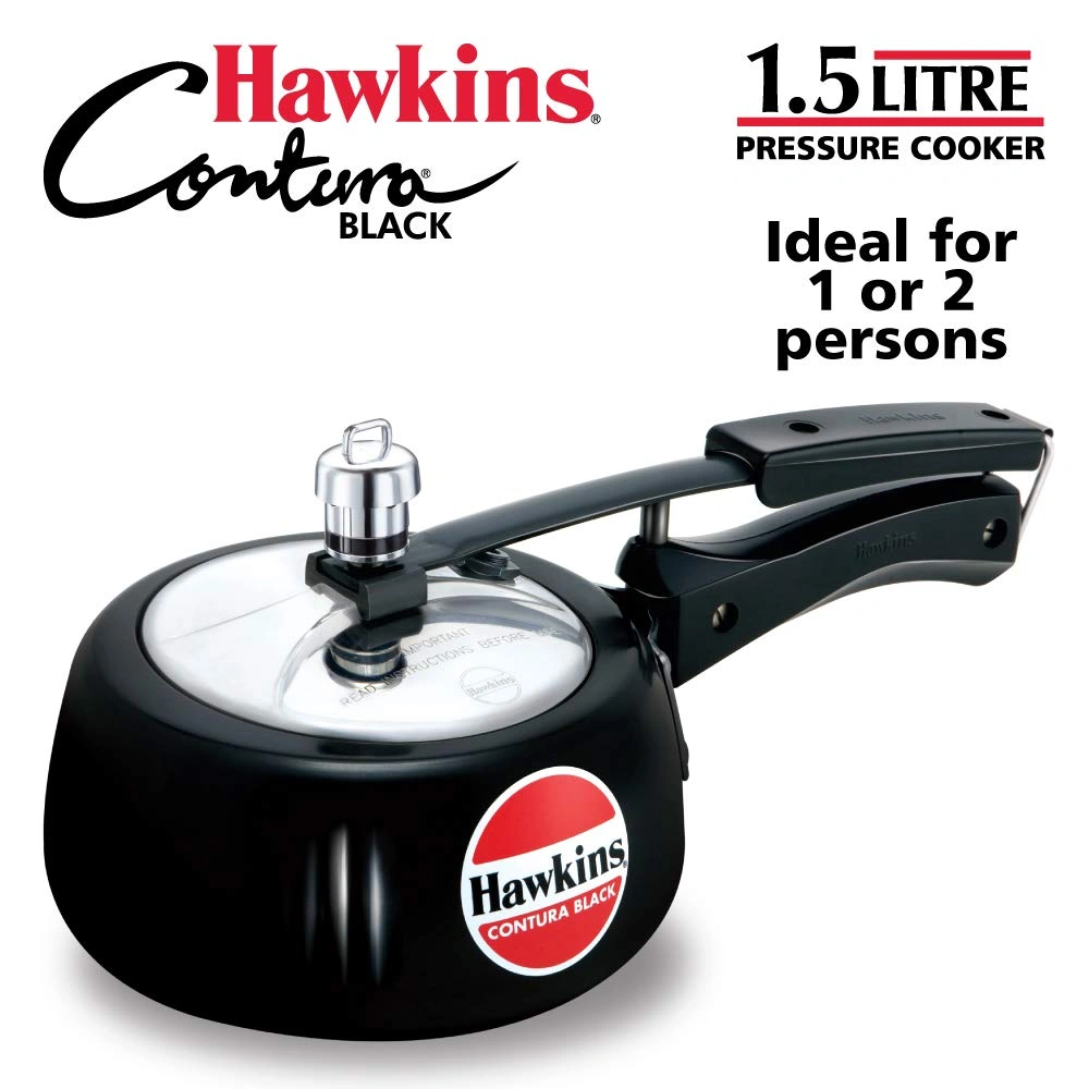 Hawkins Contura Hard Anodised Aluminium Pressure Cooker, 1.5 Liters(CB15)-1