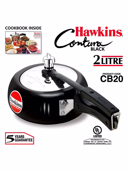 Hawkins Contura Hard Anodised Aluminium Pressure Cooker, 2 Liters(CB20)