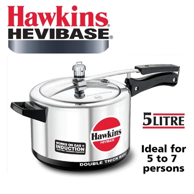 Hawkins Hevibase Aluminum Induction Model Pressure Cooker, 5 litres(H56)-8311