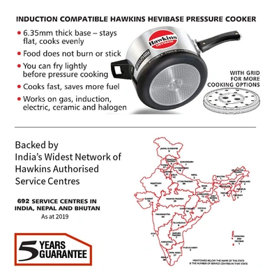 Hawkins Hevibase Aluminum Induction Model Pressure Cooker, 5 litres(H56)-3