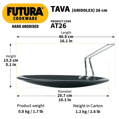 Futura Hard Anodised Tawa, 26cm, Black-2