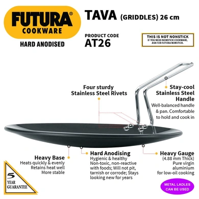 Futura Hard Anodised Tawa, 26cm, Black-1