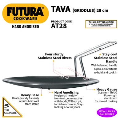 Hawkins Futura Hard Anodised Tawa, 28cm, (L59)-1