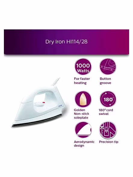 Philips HI114 1000-Watt Golden American Heritage Soleplate Dry Iron-3